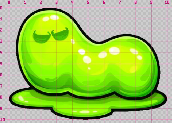 The worm's body rendered with a coordinate grid in tenths, as the model sees it